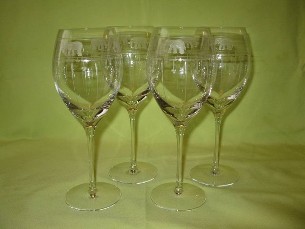 Crystal Wine Glasses 24% PbO (Hand-Made) ~ Aster Goblet / Olive & Eles ~ Set of 4 pieces